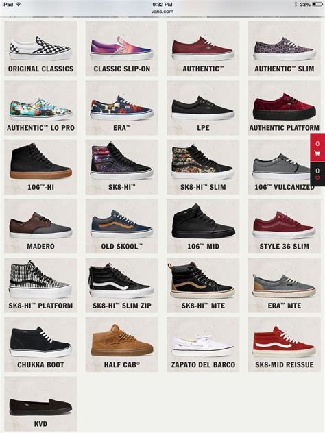 all types of vans shoes.